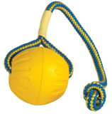 Hračka guma Durafoam míč se šňůrkou Starmark M žlutý