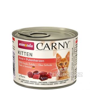 ANIMONDA konzerva CARNY Kitten - hovězí + krůtí srdce 200g