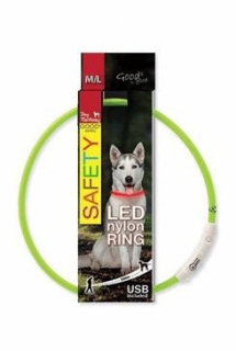 Obojek DOG FANTASY světelný USB zelený 45 cm