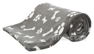 Plyšová deka KENNY 75 x 50 cm šedá s kostičkami a packami