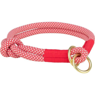 Soft Rope kulatý polostahovací obojek, červená/krémová 50cm/10mm