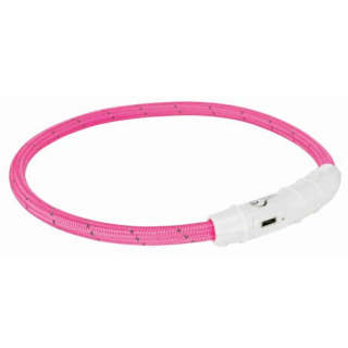Svítící kroužek USB na krk L-XL 65 cm/7 mm růžový