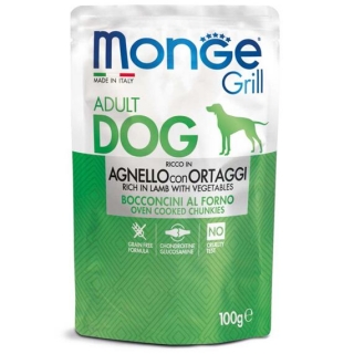 MONGE GRILL kapsička jehněčí se zeleninou pro psy 100 g