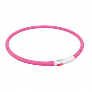 Flash USB svítící obojek XS-XL 70 cm / 10 mm, - růžová