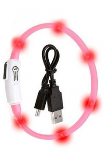 Obojek USB Visio Light 35cm růžový