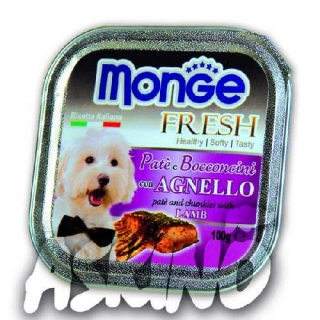 MONGE FRESH - paštika a kousky s jehněčím 100 g pro psy