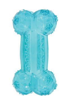 Hračka pes BONE TPR POP kost 14cm tyrkysová Zolux