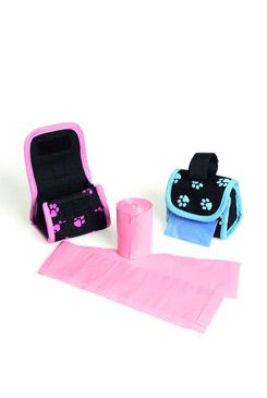 Pouzdro nylon černo-růžový + sáčky 2x20ks