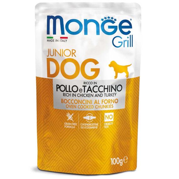 MONGE GRILL JUNIOR kapsička kuřecí s krůtou pro štěňata 100 g