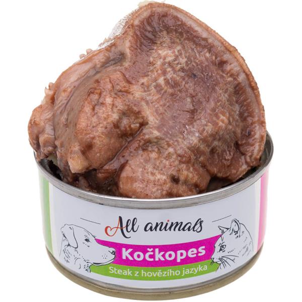 ALL ANIMALS Kočkopes konz.steak z hov.jazyka 100g