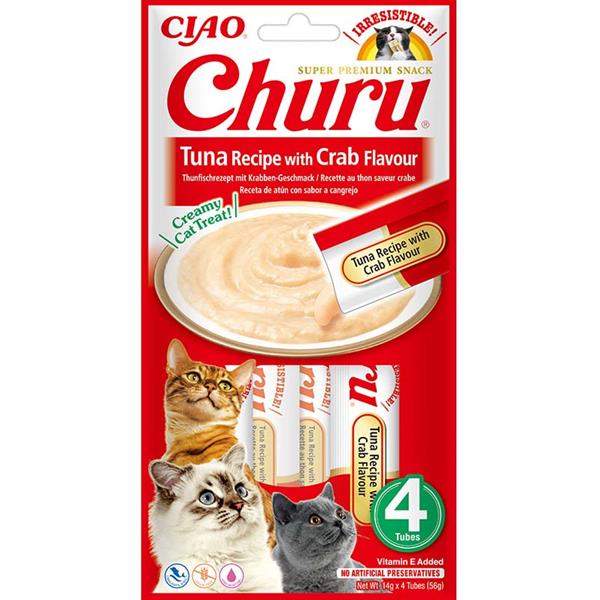 Inaba Churu cat snack tuňák s krabí příchutí 4x 14g