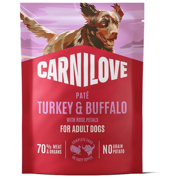Carnilove Dog POUCH Paté Turkey & Buffalo with Rose Petals 300g