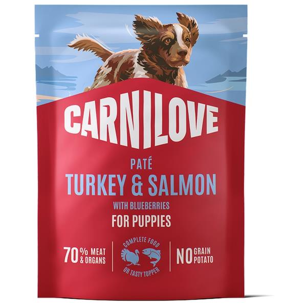 Carnilove Dog POUCH Paté Turkey & Salmon with Blueberries for Puppies 300g