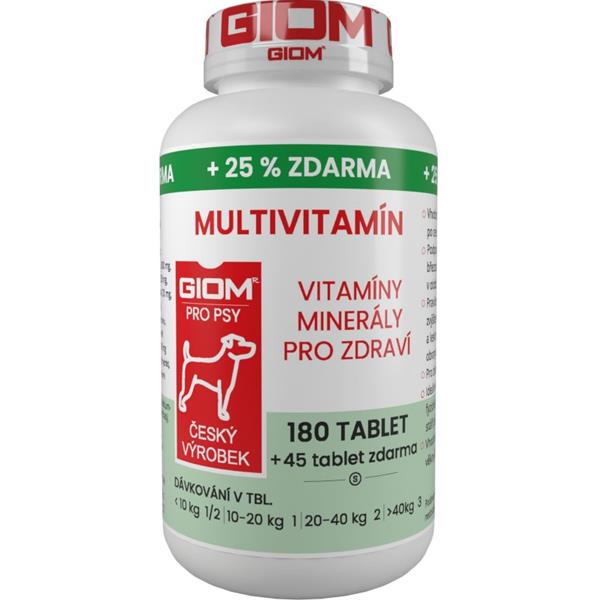 Giom S Multivitamín pes,kočka 180 tbl+25% zdarma