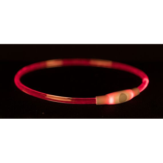 Flash light ring USB, blikací obojek, L-XL: 65 cm/ ø 8 mm, červená