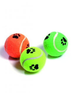 Hračka pes Míč tenisový pískací s tlapkou 6cm 3ks