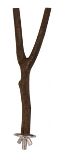 Dřevěné bidýlko Y s kovovým úchytem do klece 20cm/15mm