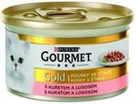 Gourmet Gold cat konz.-kousky masa losos a kuře 85 g