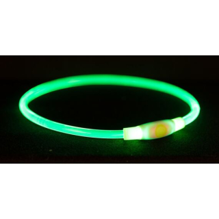 Flash light ring USB, blikací obojek, S-M: 40 cm/ ø 8 mm, zelená