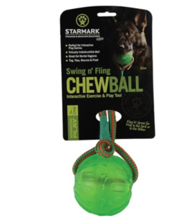 Hračka guma Chew ball míč se šňůrkou Starmark L zelený