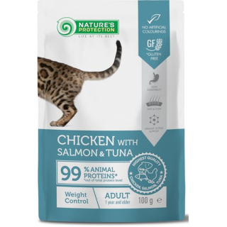 Nature's Protection Cat kaps. Weight Control Chicken, Salmon and Tuna 100g