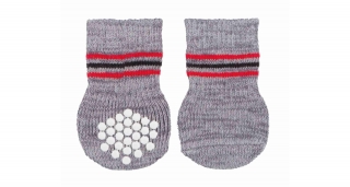 Protiskluzové šedé ponožky, 2 ks pro psy XS-S