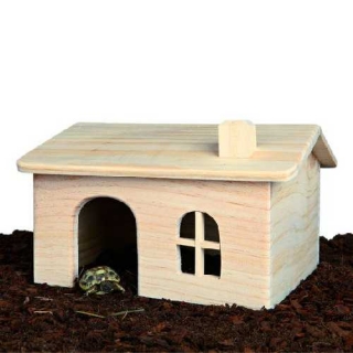 Dřevěný domek se sedlovou střechou pro myši a křečky 15x11x15cm