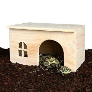 Dřevěný domek s rovnou střechou pro králíky 40x20x23cm