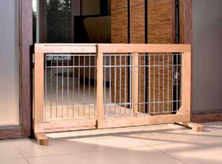 Posuvná bariéra pro štěňata a malé psy 63-108x50x31 cm